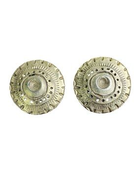 Vintage Gold-Tone Textured Round Post Earrings - Etruscan Style